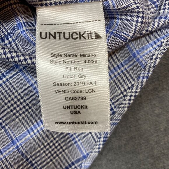 Untuckit Mens Large Miriano Plaid Button-Down Shirt Wrinkle-Free 100% Cotton - Picture 5 of 13